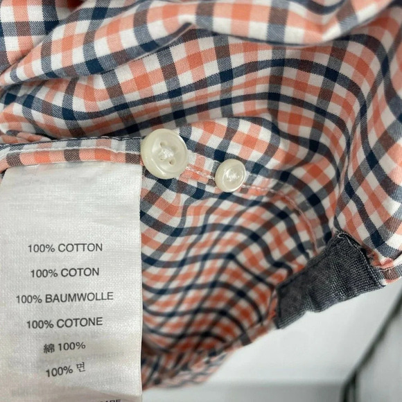 J.Crew Shirt Mens Sz XL Peach Black Plaid Slim Fit 2 Ply Button Down Long Sleeve - Picture 8 of 9